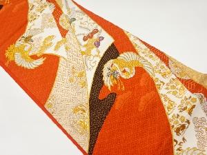 鬘帯に松・花々・鶴模様織出し袋帯